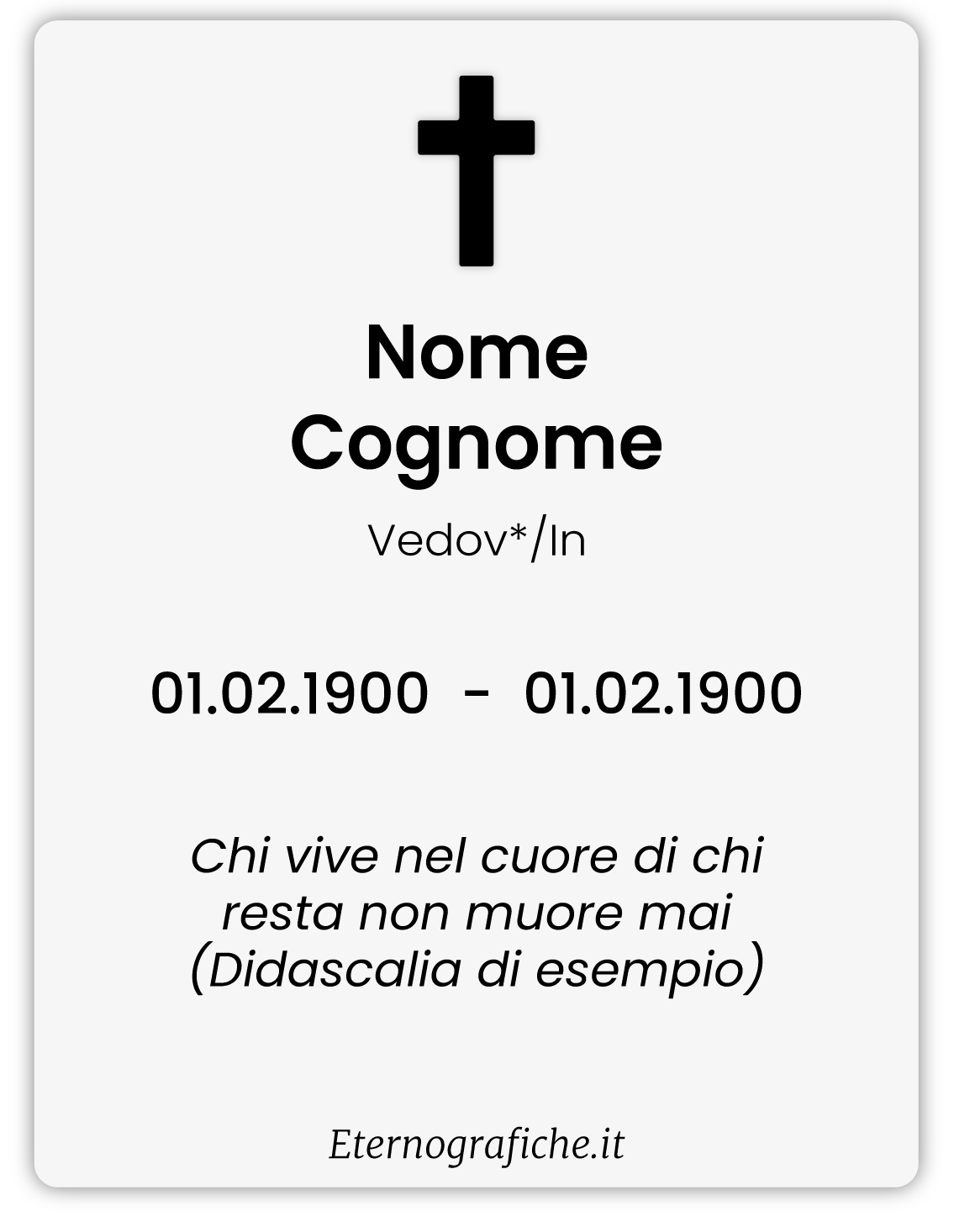 Ricordini Lutto Personalizzati - F001-9x12-plastificato