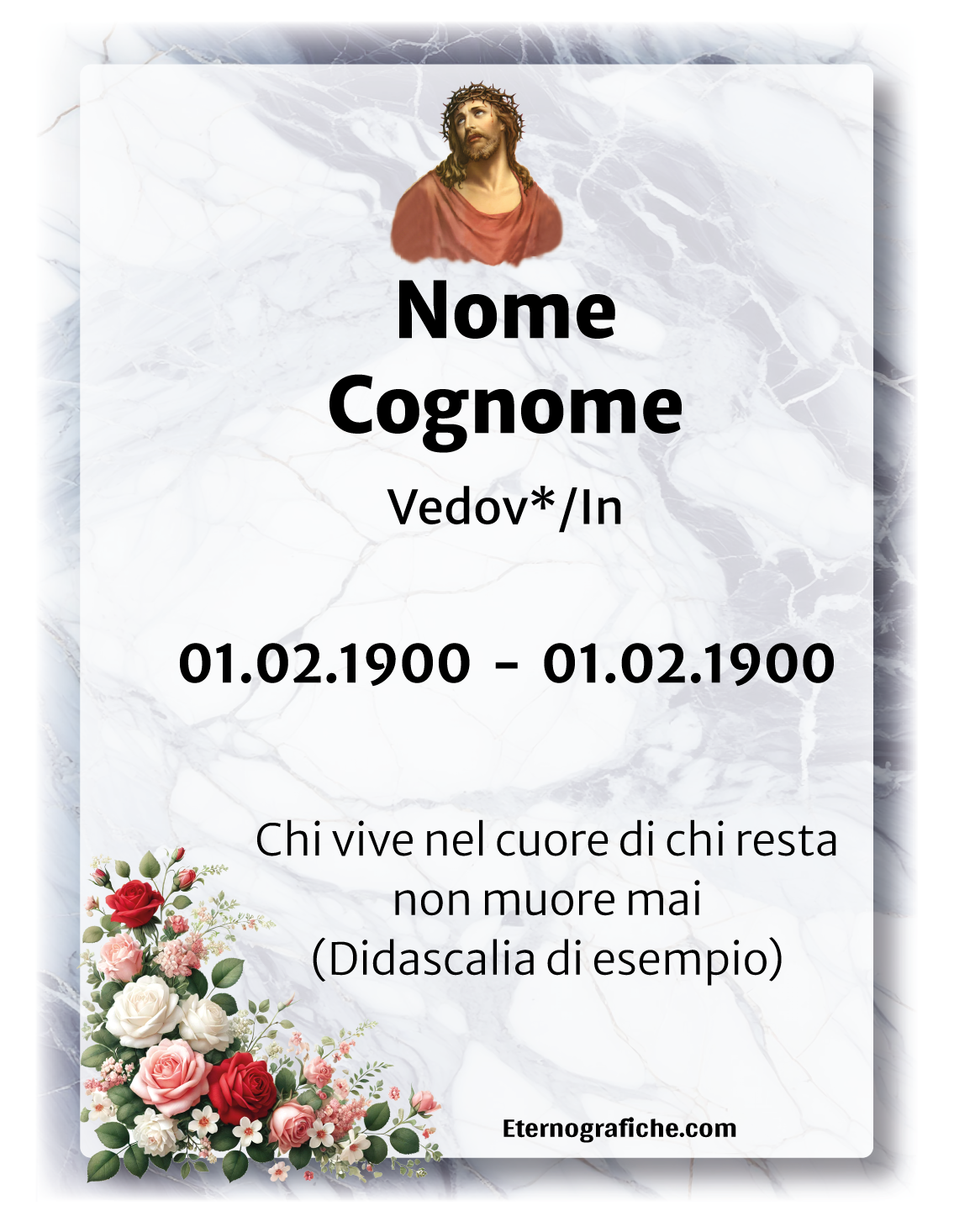 Ricordini Lutto Personalizzati - f006-9x12-plastifiicato