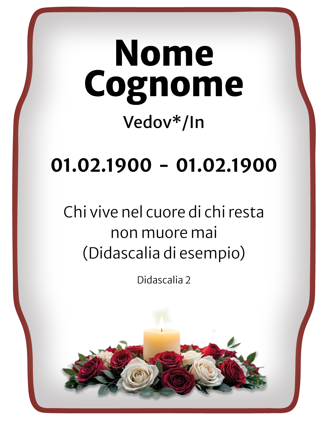 Ricordini Lutto Personalizzati - f007-9x12-plastifiicato