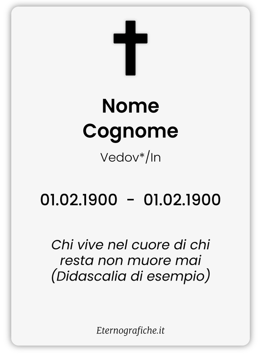 Ricordini Lutto Personalizzati - F001-8x11-plastificato