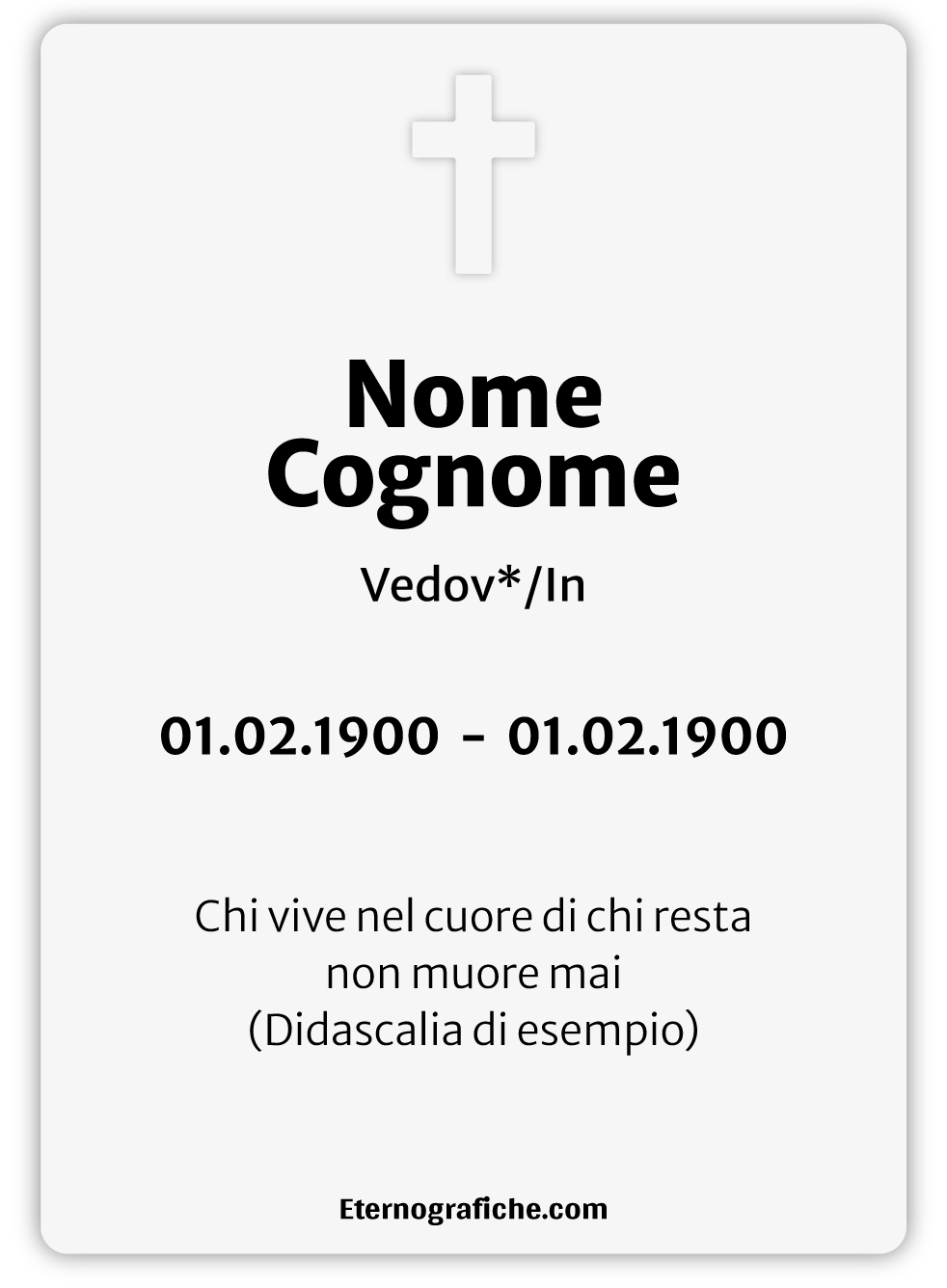 Ricordini Lutto Personalizzati - f003-8x11-plastifiicato