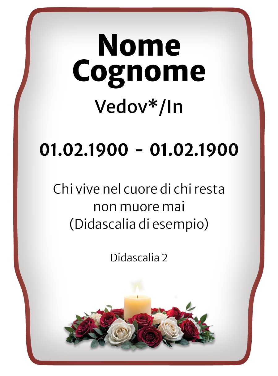 Ricordini Lutto Personalizzati - f007-7x10-plastifiicato